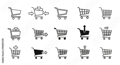 Shopping carts icons in various styles.
