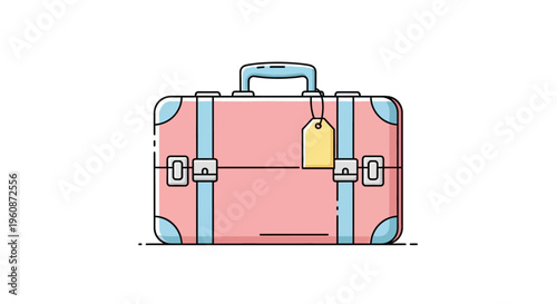 Pink luggage with blue accents.