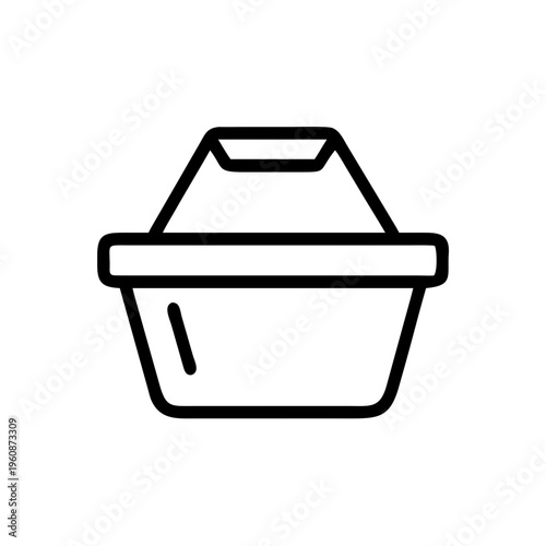 A minimalist vector graphic illustration of a takeout container with a lid