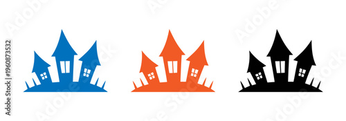 Houses with varying color schemes in a minimalist design