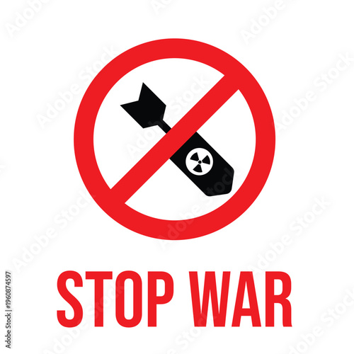 Stop war prohibition sign vector