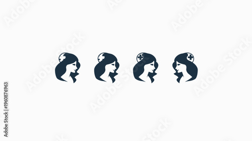 A medical healthcare logo featuring four stylized depictions of a nurse in profile