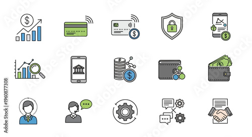 Business finance icons and symbols.