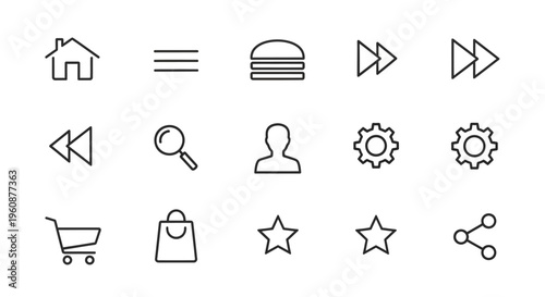 Collection of web interface icons.