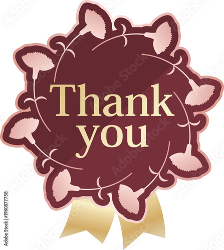 高級感のある母の日ギフト販促エンブレム　ボルドー＆ピンクゴールド