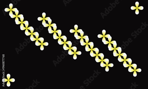 glowing frangipani flower trail on dark background