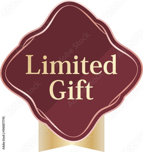 高級感のある母の日ギフト販促エンブレム　ボルドー＆ピンクゴールド