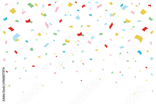 カラフルな紙吹雪が上から舞い落ちるパーティお祝いシーンの背景ベクター素材