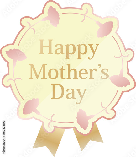 高級感のある母の日ギフト販促エンブレム　クリーム＆ピンクゴールド