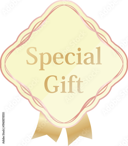 高級感のある母の日ギフト販促エンブレム　クリーム＆ピンクゴールド