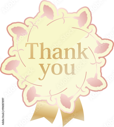 高級感のある母の日ギフト販促エンブレム　クリーム＆ピンクゴールド