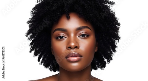 Beautiful Black Woman with Natural Hair and Radiant Skin