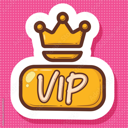 VIP Crown Badge Sticker Vector Art