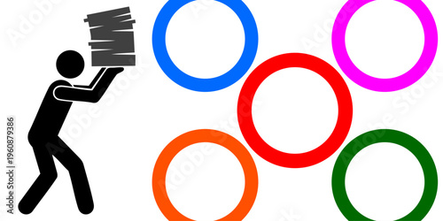 Modern Minimalist Design Featuring a Character Silhouette with Multiple Multi Color Geometric Circles for Social Media Graphics Corporate Branding and User Interface