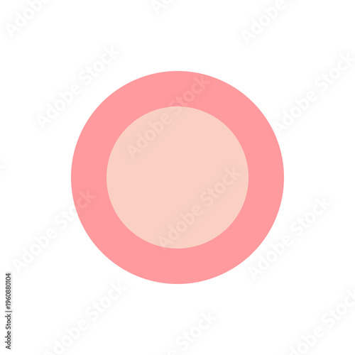 Round 3D pink ham slice icon isolated on a white background as a glossy glass sphere web button vector illustration