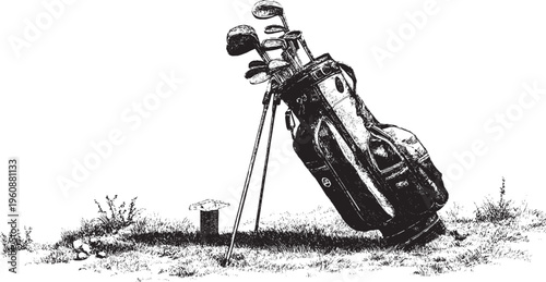 Golf bag illustration, vector background. This vector illustration can be used in any size you like for advertising, logos, and other work.