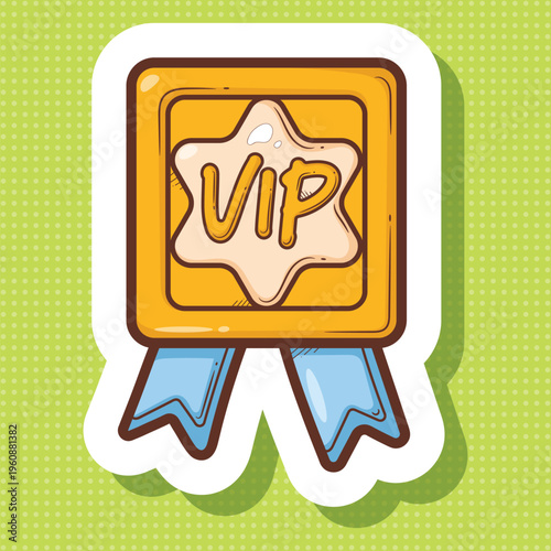 VIP Badge with Ribbon Vector Illustration