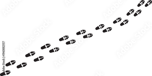 A trail of footprints leading upwards in a straight line