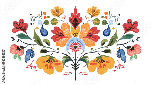 Norwegian Scandinavian rosemaling traditional handpainted folk art in bright floral patterns.