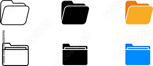 File and folder icon set, document management vector collection, outline and solid UI icons for storage, archive, upload