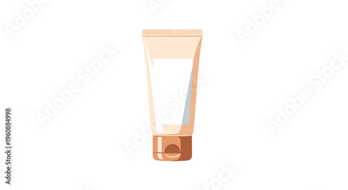 A single light peach-colored cosmetic tube with a white label and brown cap stands vertically on a white background.