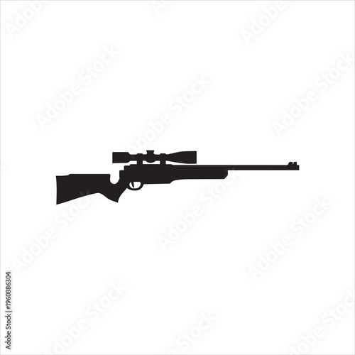  A sniper rifle silhouette with a scope, a simple and powerful vector illustration for military, hunting, or target sports concepts