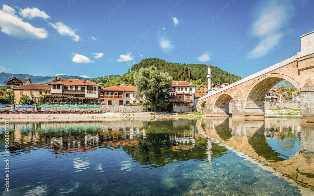 Fototapeta premium Old bridge over Neretva river in Konjic, Bosnia and Herzegovina