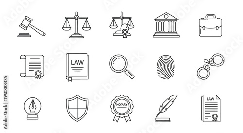 law and justice legal icons.