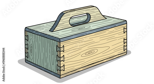 Wooden Tool Box with Handle.
