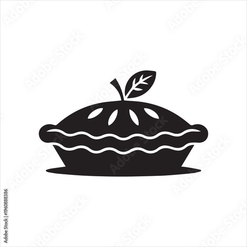 Clean Silhouette An apple pie With White Background Design 