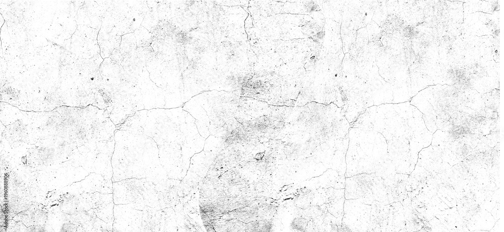 Fototapeta premium White Cracked Wall Texture Overlay PNG. Grunge Concrete Distressed Surface, Vintage Rough Plaster Background, Abstract Urban Crack Pattern