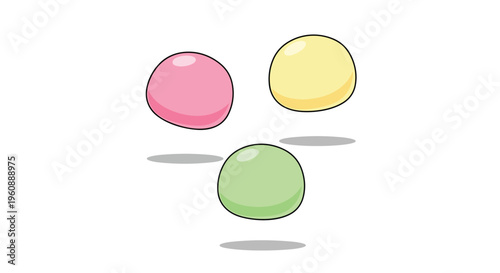 Colorful Mochi Rice Cakes Illustration