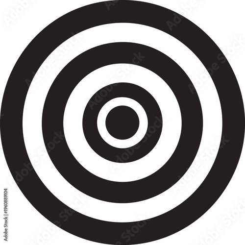 Classic black and white target with concentric circles for archery practice