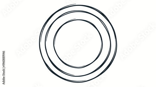 A simple hand-drawn illustration featuring three concentric, slightly irregular circles on a clean white background.