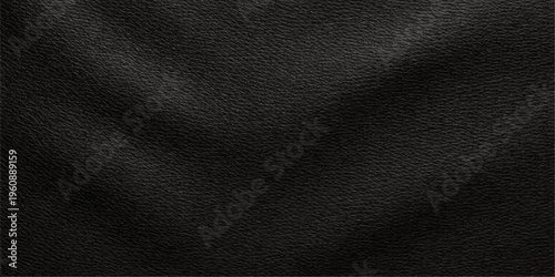 Dark macro black leather texture background featuring a rough textured surface pattern on old grey material for fashion design wallpaper