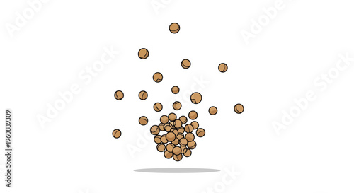 Cartoon Animation of Falling Brown Spheres or Pellets