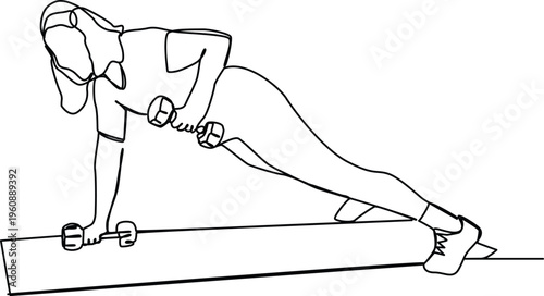 Continuous one line drawing of woman posing on fitness equipment. Exercise to maintain body. Make it always healthy. 