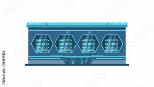 Blue Hexagonal Light Fixture Closeup.