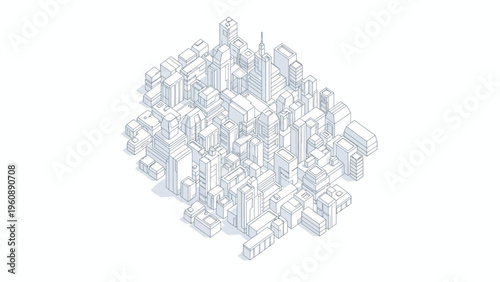 Cityscape architecture model buildings.