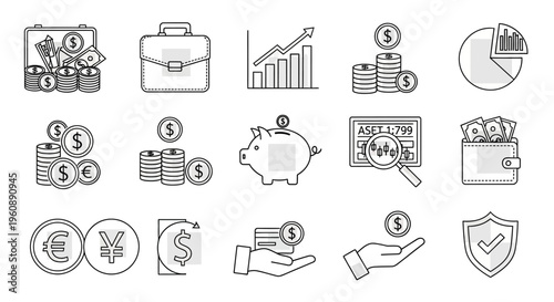 Business finance money management icons.