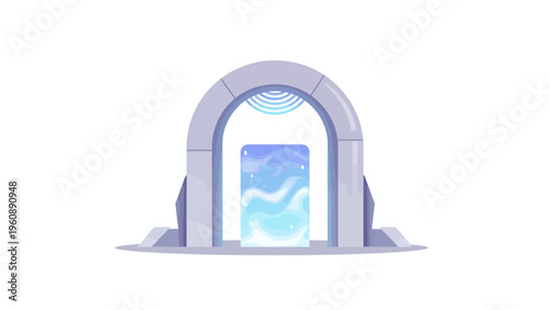 Glowing Blue Archway Entrance Gate.