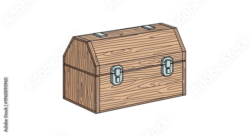 Wooden Treasure Chest with Metal Latches.