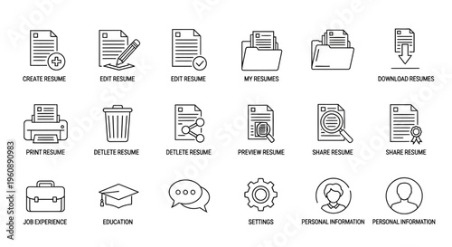 Business icons for office workflow.