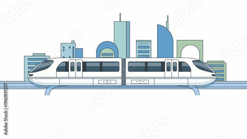 Modern Train in Cityscape.