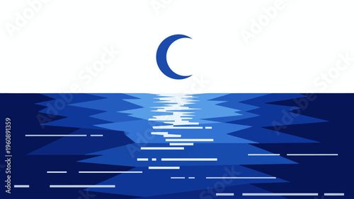 Moon Reflected in Ocean Water.