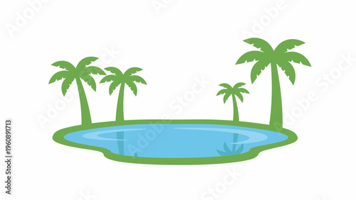 Tropical Island with Palm Trees.