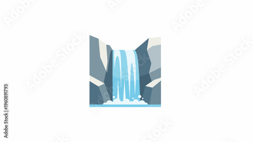 Waterfall in Rocky Canyon Landscape.