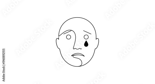 A simple line drawing of a crying man.