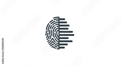 A stylized fingerprint with lines emerging.