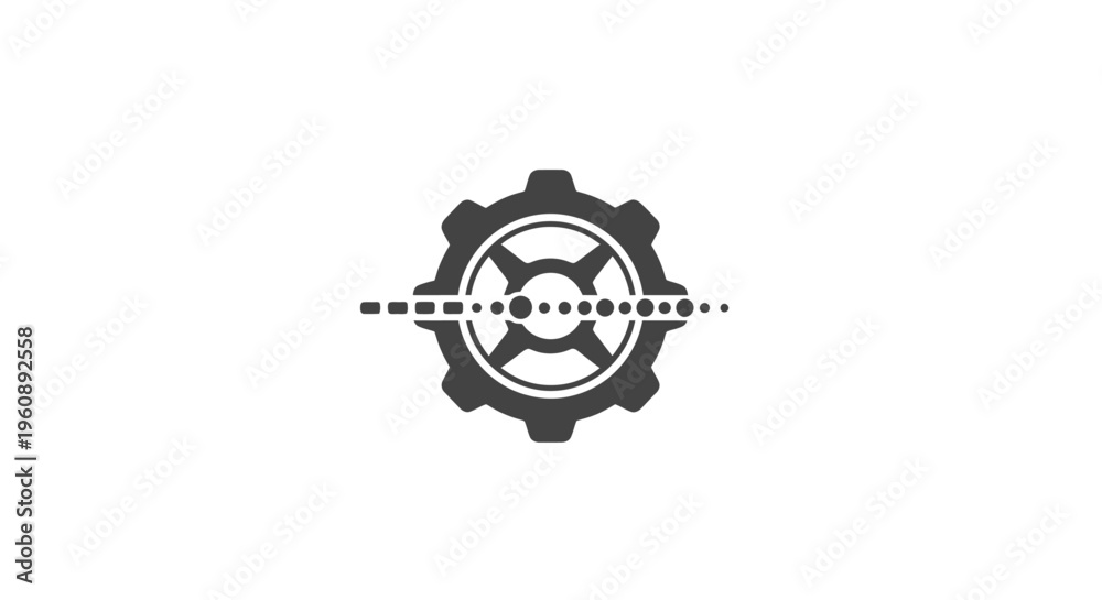 Fototapeta premium Gear icon with dotted line engineering symbol.